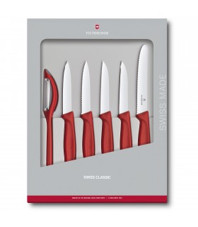 Swiss Classic, Paring Knife Set, 6 Pieces, Red, Gift Box