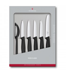 Swiss Classic, Paring Knife Set, 6 Pieces, Black, Gift Box