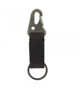 Camel Active black leather key fob with snap hook and key ring
