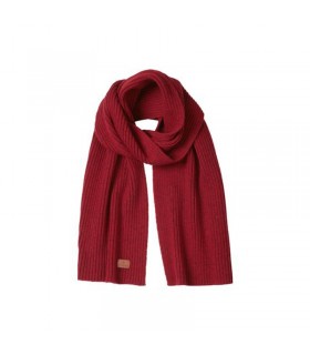 Rib Knit Scarf with Victorinox Leather Patch Red
