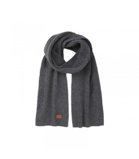 Rib Knit Scarf with Victorinox Leather Patch grey