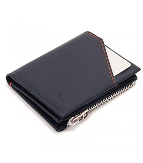 ROIK Leather Wallet with RFID Zip Coin blue navy