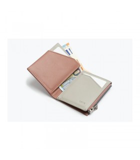 ROIK Leather Wallet with RFID Zip Coin Rose Quartz