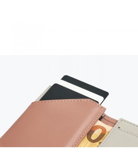 ROIK Leather Wallet with RFID Zip Coin Rose Quartz