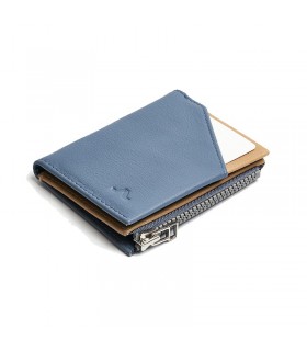ROIK Leather Wallet with RFID Zip Coin Blue Carpi