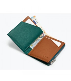 ROIK Leather Wallet with RFID Zip Coin Emerald