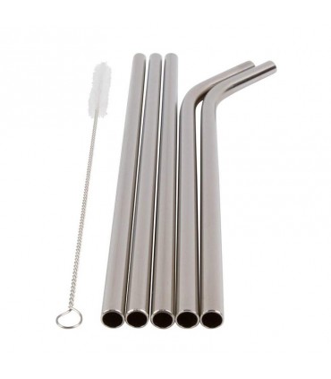 Healthy Human Stainless Steel Straws - 5 Piece Travel Set