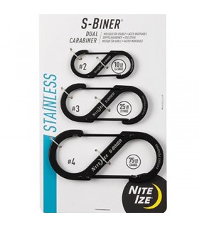 NITE IZE S-BINER Stainless Steel Dual Carabiner set of 3 black